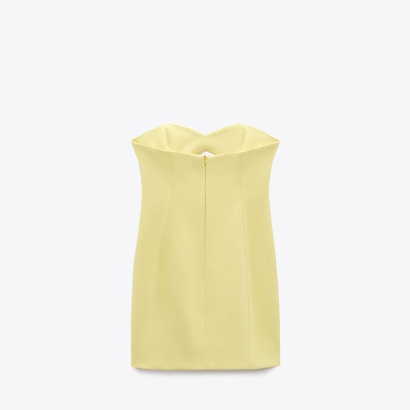Zara mini lemon yellow sleeveless bodycon cut out evening summer dress - Picture 7 of 15